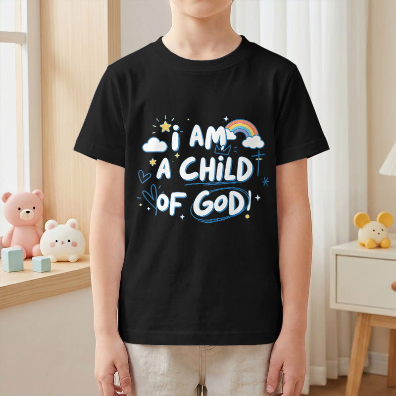 Christianartworkshop Whimsical Cloud & Cross Kids T-Shirt with I Am a Child of God - image 26