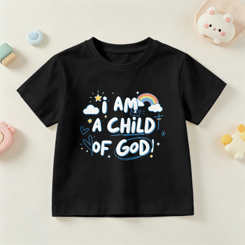 Christianartworkshop Whimsical Cloud & Cross Kids T-Shirt with I Am a Child of God - Black - US/UK/AU 14, EU170 - image 24