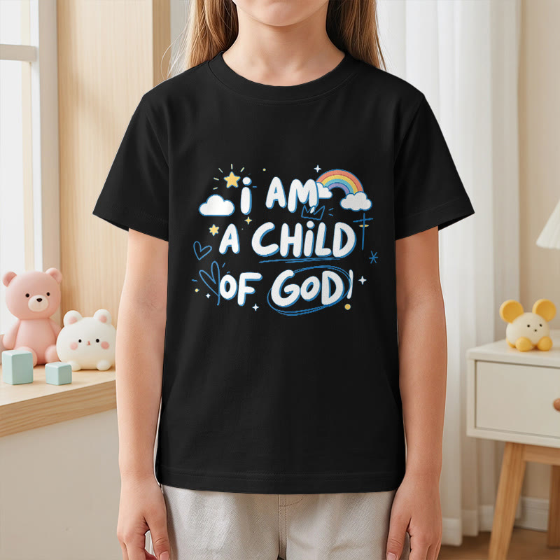 Christianartworkshop Whimsical Cloud & Cross Kids T-Shirt with I Am a Child of God - image 25