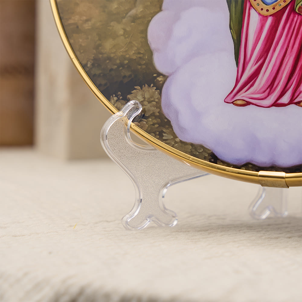 Christianartworkshop Madonna and Child Desktop Ornament with Cathedral Backdrop & Gold Rim: A Symbol of Marian Grace - image 5
