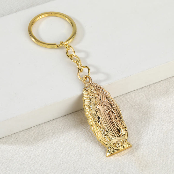 Christianartworkshop Two-Tone Our Lady of Guadalupe Keychain with Radiant Border: A Reminder of Divine Protection - image 2
