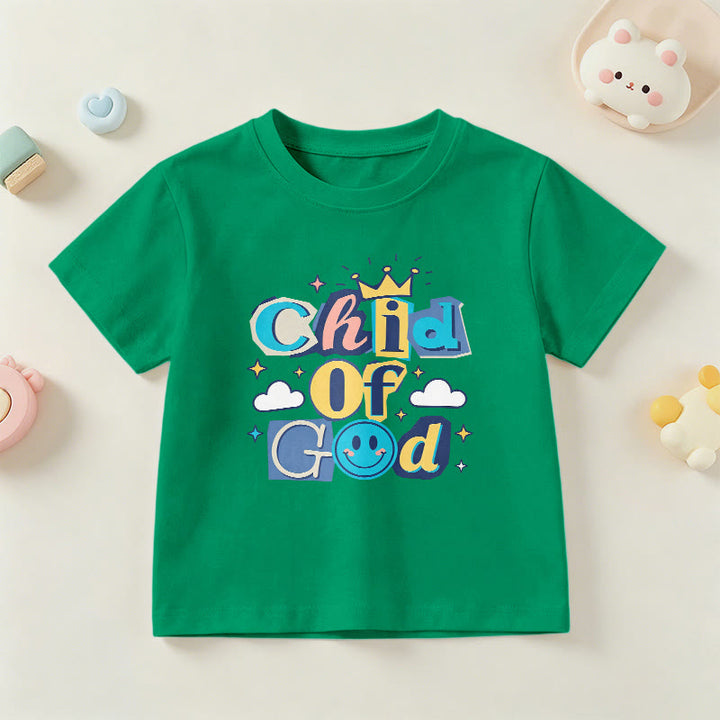 Christianartworkshop Whimsical Crown and Star Accent Child of God Kids T-Shirt - Green - US/UK/AU 14, EU170 - image 15