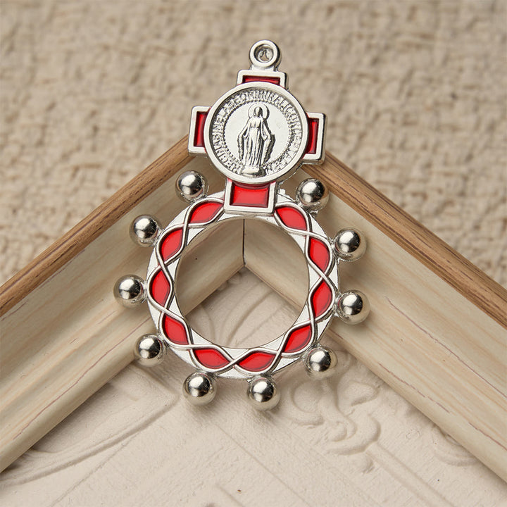Christianartworkshop Vibrant Enamel Our Lady Finger Rosary with Round Prayer Bead Accents: A Daily Symbol of Comfort and Hope - image 4