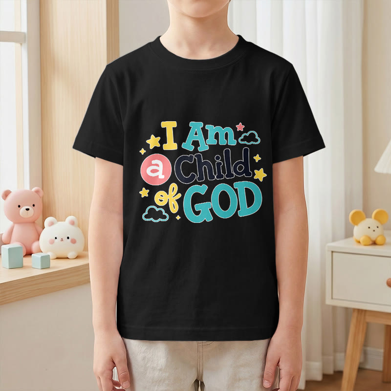 Christianartworkshop Devotional Whimsical Cloud and Star I Am a Child of God Kids T-Shirt - image 25
