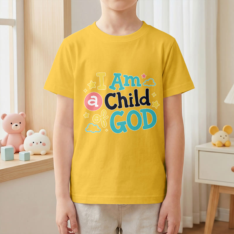 Christianartworkshop Devotional Whimsical Cloud and Star I Am a Child of God Kids T-Shirt - image 28
