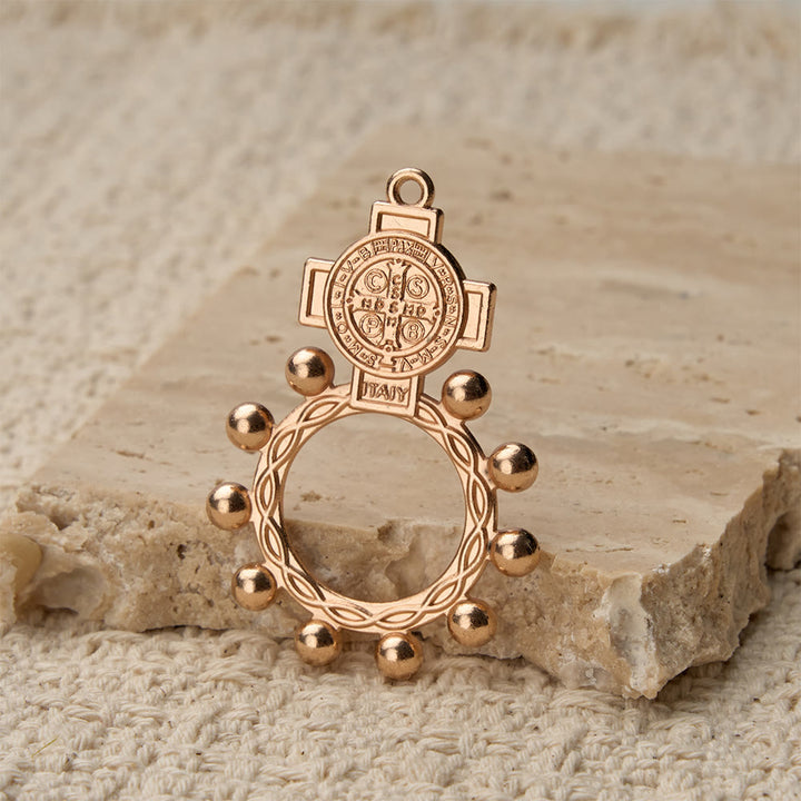 Christianartworkshop St. Benedict Finger Rosary with Beaded Halo Frame: A Symbol of Divine Protection - image 2