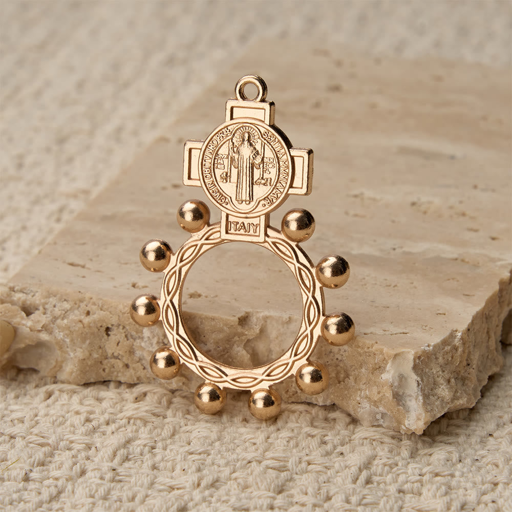 Christianartworkshop St. Benedict Finger Rosary with Beaded Halo Frame: A Symbol of Divine Protection - image 3