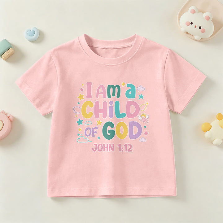 Christianartworkshop Whimsical Angel and Star Accent I Am a Child of God John 1:12 Kids T-Shirt - Pink - US/UK/AU 14, EU170 - image 12