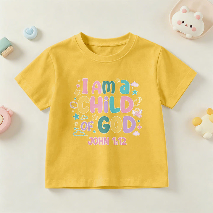 Christianartworkshop Whimsical Angel and Star Accent I Am a Child of God John 1:12 Kids T-Shirt - Yellow - US/UK/AU 14, EU170 - image 27