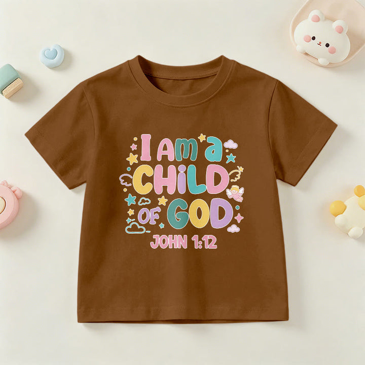 Christianartworkshop Whimsical Angel and Star Accent I Am a Child of God John 1:12 Kids T-Shirt - Brown - US/UK/AU 14, EU170 - image 21