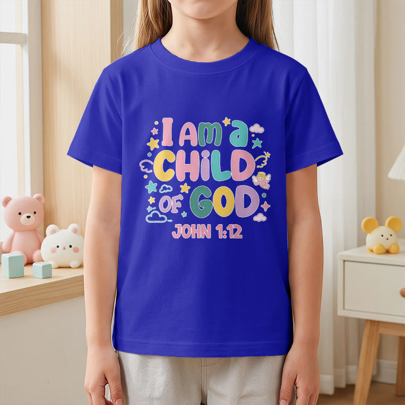 Christianartworkshop Whimsical Angel and Star Accent I Am a Child of God John 1:12 Kids T-Shirt - image 5