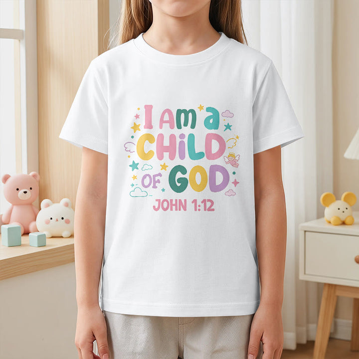 Christianartworkshop Whimsical Angel and Star Accent I Am a Child of God John 1:12 Kids T-Shirt - image 20