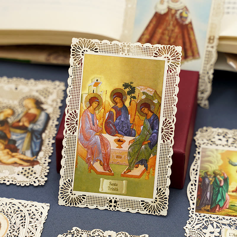 Christianartworkshop Intricate Lace Holy Card Bookmark with Ornate Floral Border: A Reminder of Divine Beauty - K - image 14