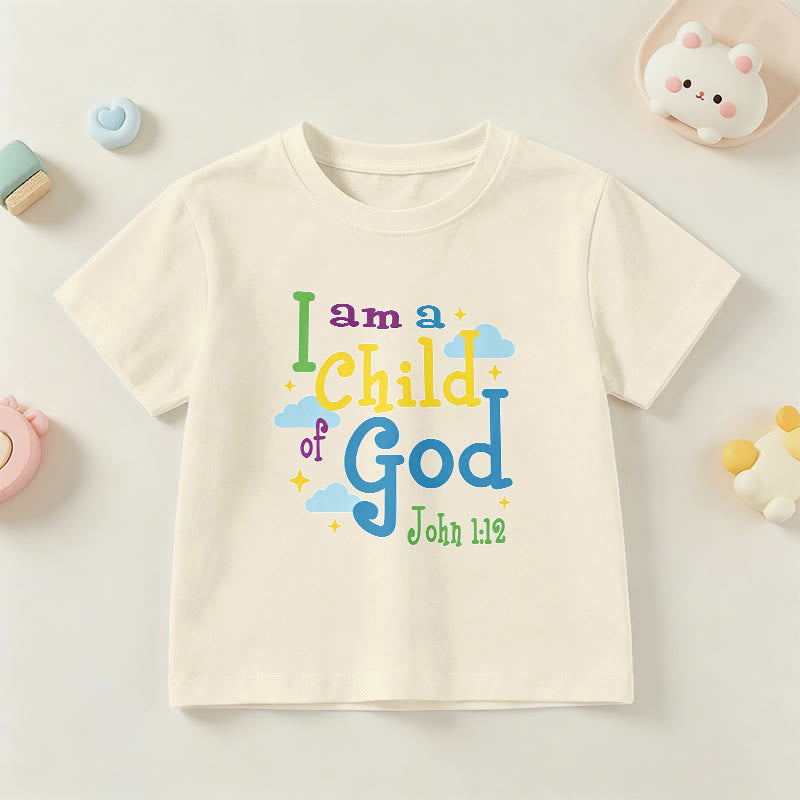 Christianartworkshop Uplifting Whimsical Cloud & Star I Am a Child of God John 1:12 Kids T-Shirt - Beige - US/UK/AU 14, EU170 - image 21