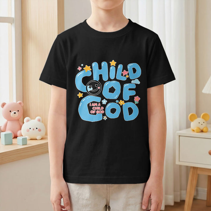 Christianartworkshop Whimsical Smiley Face and Floral Accent Child of God Kids T-Shirt - image 28