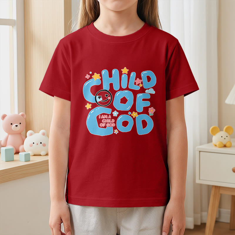 Christianartworkshop Whimsical Smiley Face and Floral Accent Child of God Kids T-Shirt - image 14