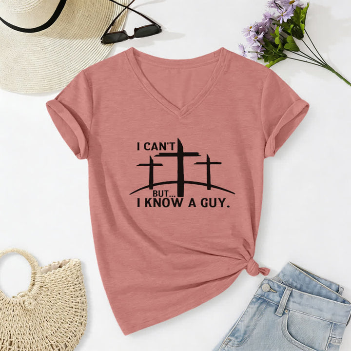 Christianartworkshop I Can't But I Know A Guy Print V-Neck T-shirt - Light Pink - 2XL - image 18