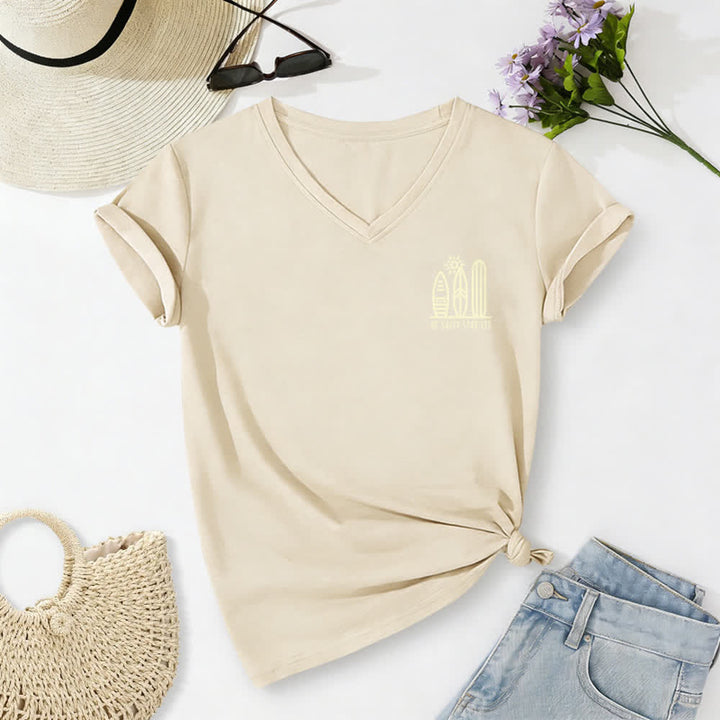 Christianartworkshop Women's Be Salty Stay Lit Printed Casual V-neck T-shirt - image 22