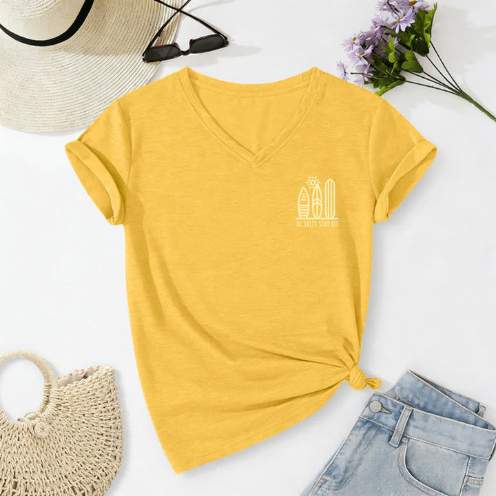 Christianartworkshop Women's Be Salty Stay Lit Printed Casual V-neck T-shirt - image 27