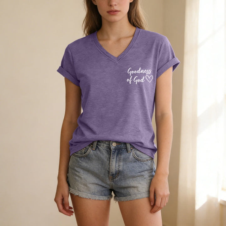 Christianartworkshop Women's I Will Sing Of The Goodness Of God Casual V-neck T-shirt - image 64