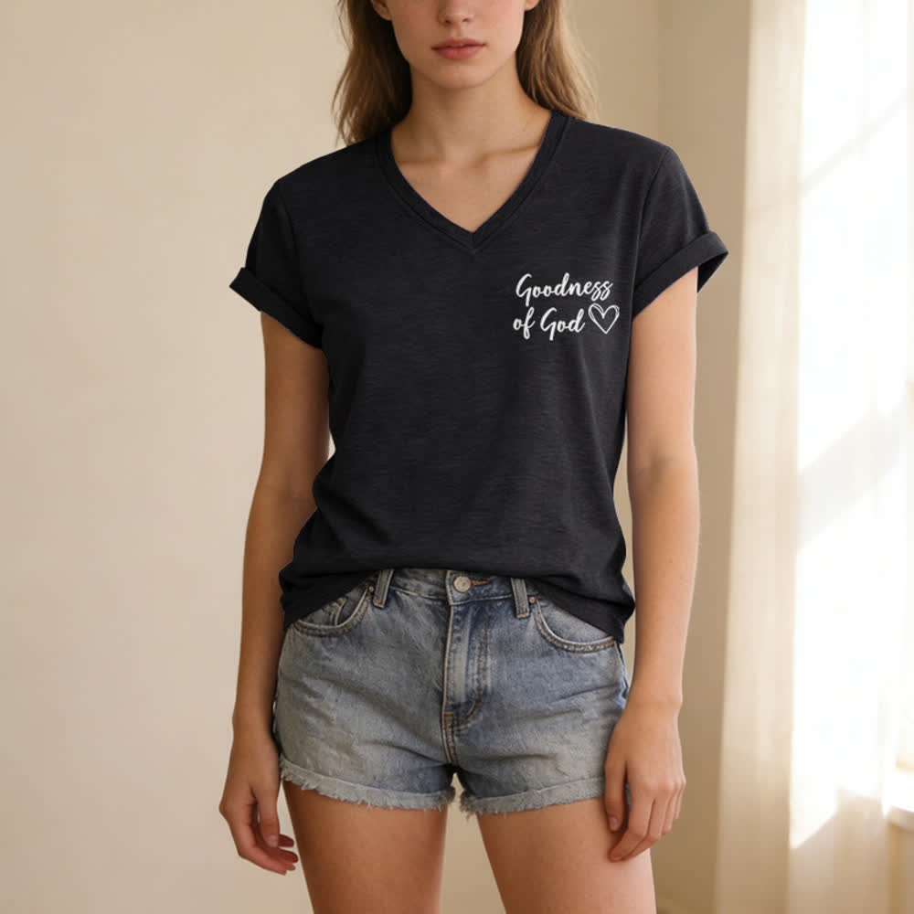 Christianartworkshop Women's I Will Sing Of The Goodness Of God Casual V-neck T-shirt - image 4