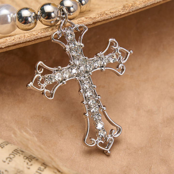 Christianartworkshop Baroque Pearl & Zircon Gothic Cross Necklace: A Symbol of Faith and Romantic Devotion - image 5