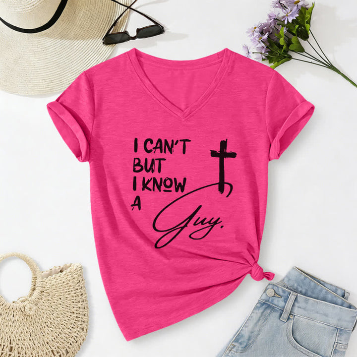 Christianartworkshop I Can't But I Know A Guy Print V-Neck T-shirt - Rose - 2XL - image 22