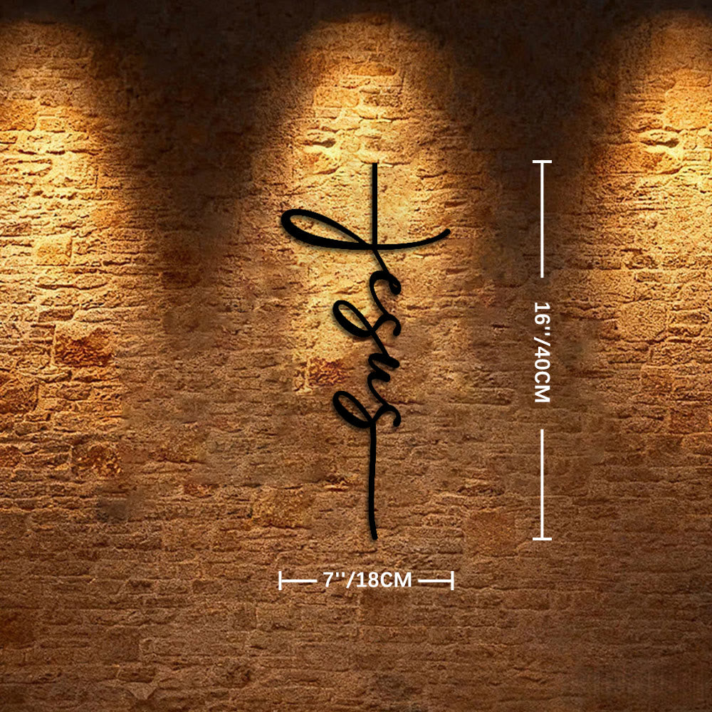 Christianartworkshop Jesus Script Cross Metal Wall Decor: A Minimalist Statement of Faith - 15.75''*7.09''*0.04''/40cm*18cm*0.1cm - image 6