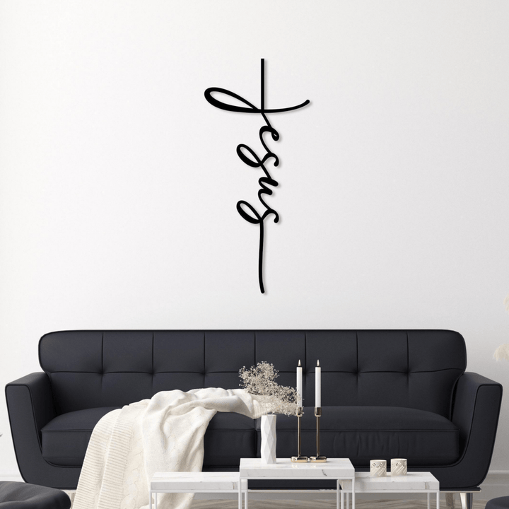 Christianartworkshop Jesus Script Cross Metal Wall Decor: A Minimalist Statement of Faith - image 4