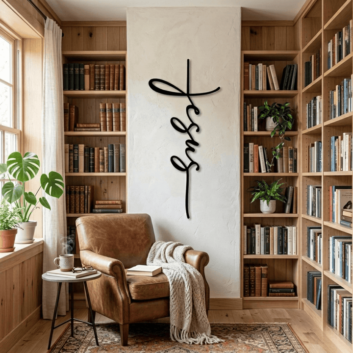 Christianartworkshop Jesus Script Cross Metal Wall Decor: A Minimalist Statement of Faith - image 2