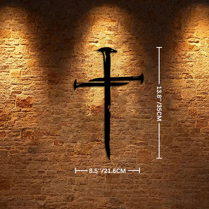 Christianartworkshop Nailed Cross Metal Wall Decor: A Testament of Redemption and Love - 8.5''*13.8''*0.04''/21.6cm*35cm*0.1cm - image 6