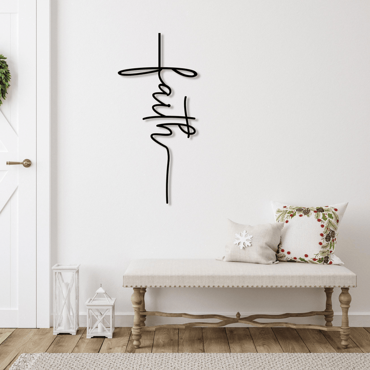Christianartworkshop Faith Script Cross Metal Wall Decor: A Modern Statement of Belief - image 4