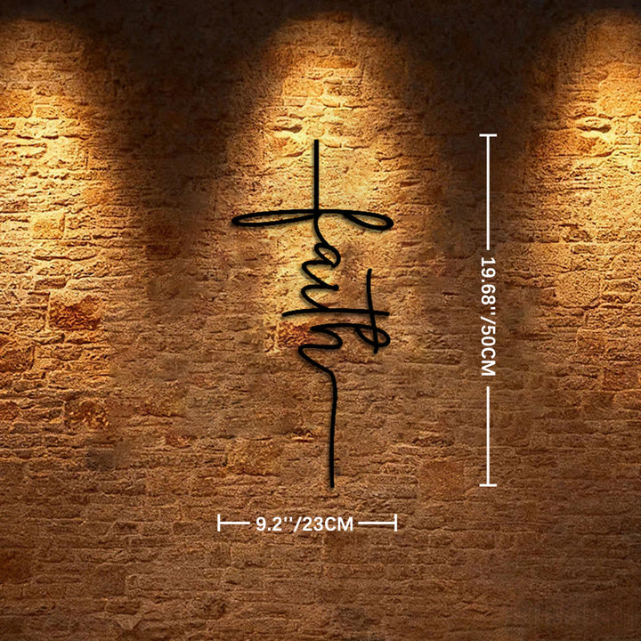 Christianartworkshop Faith Script Cross Metal Wall Decor: A Modern Statement of Belief - 19.7''*9.2''*0.05''/50cm*23cm*0.12cm - image 7