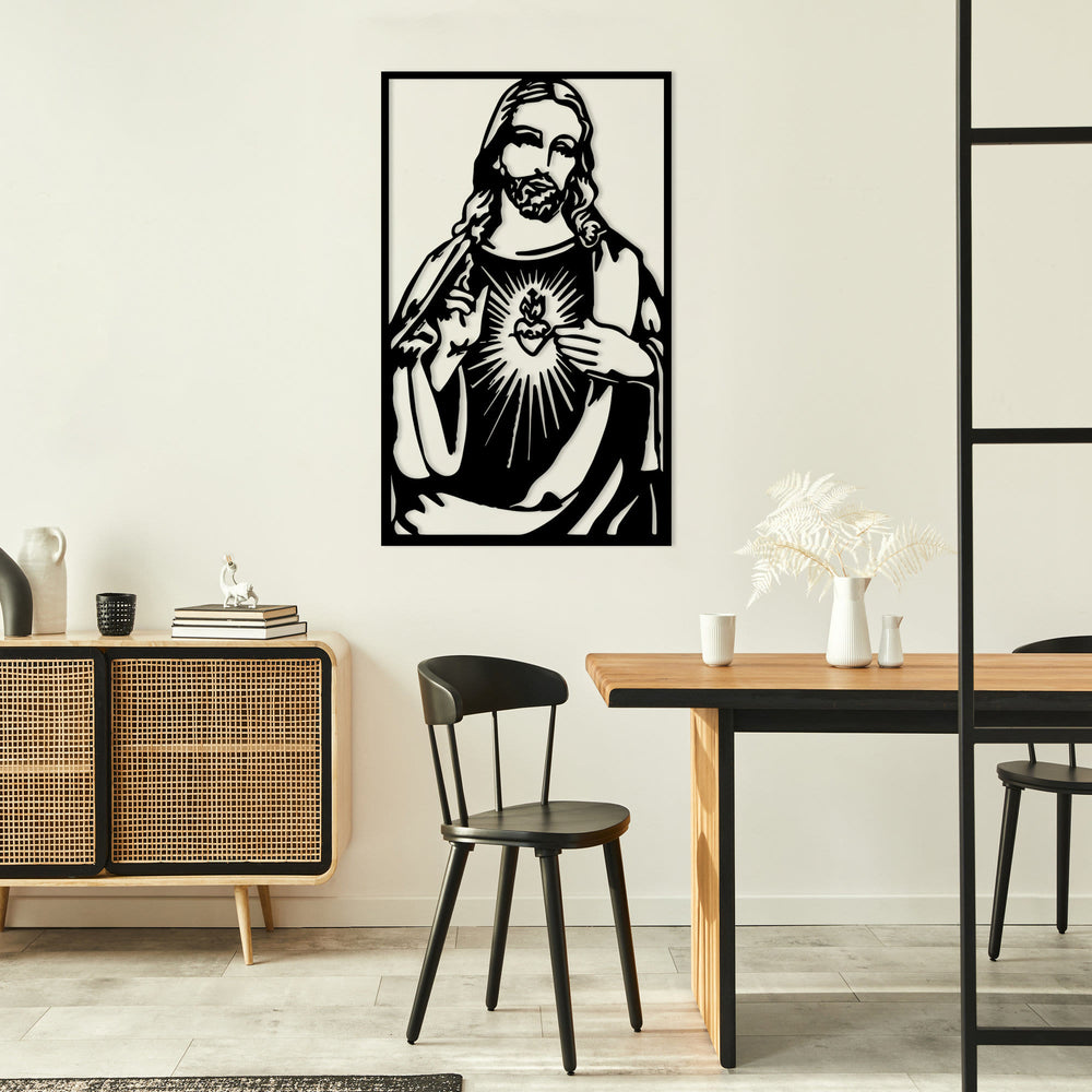 Christianartworkshop Minimalist Sacred Heart Jesus Metal Wall Sign: A Quiet Reminder of His Tender Mercy - image 1