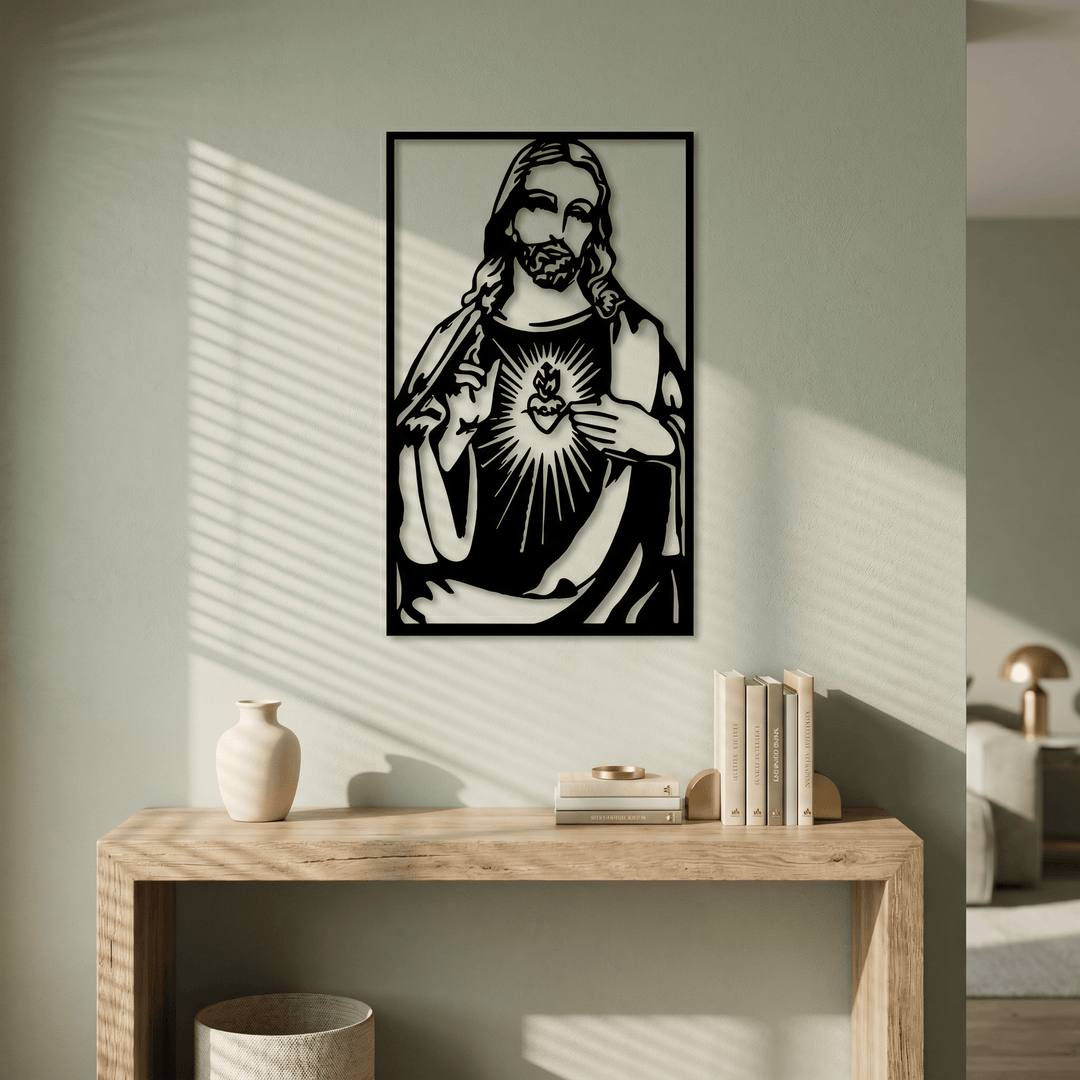 Christianartworkshop Minimalist Sacred Heart Jesus Metal Wall Sign: A Quiet Reminder of His Tender Mercy - image 3