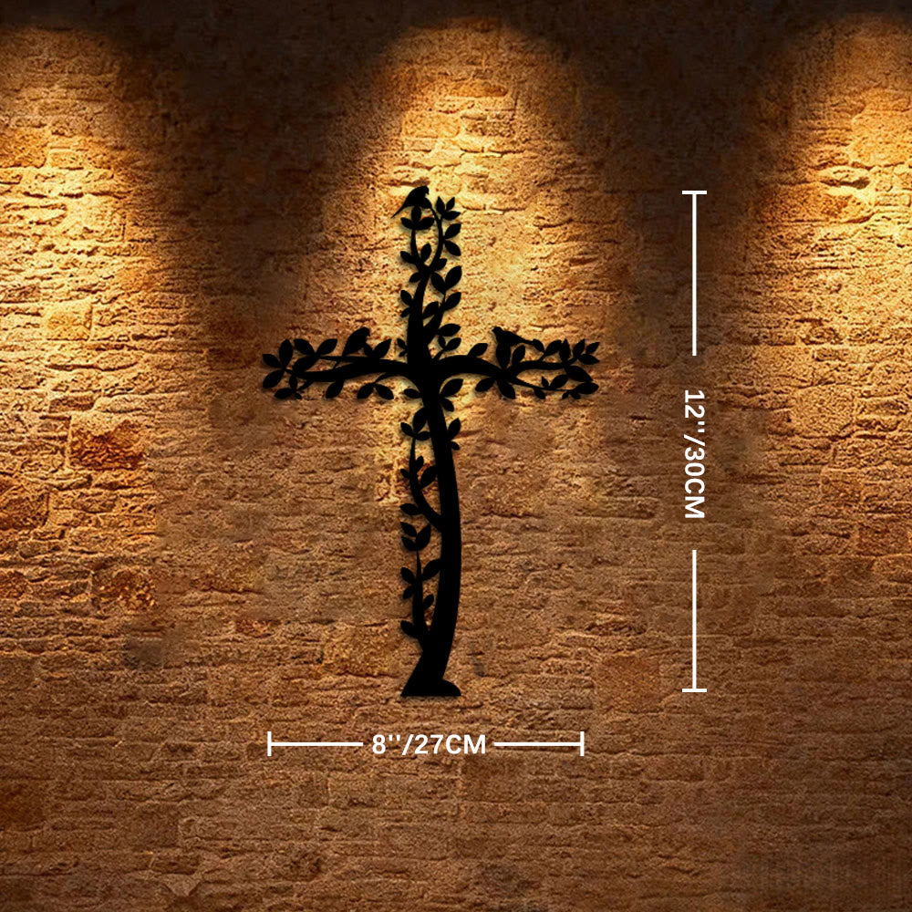 Christianartworkshop Tree-Shaped Cross Metal Wall Decor: A Powerful Statement of Living Faith - 11.8''*8''*0.04''/30cm*27cm*0.1cm - image 5