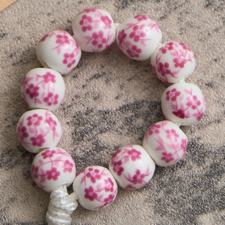 Christianartworkshop Pink Floral Ceramic Finger Rosary with Crystal Cross - image 6
