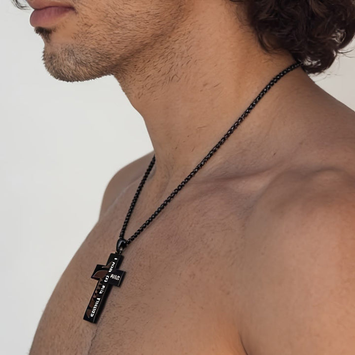 Christianartworkshop Timeless Football Cross Necklace with Scripture Engraving and Black & Silver Options - image 5
