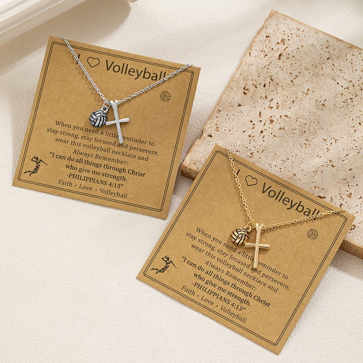 Christianartworkshop Sport Ball & Cross Pendant Necklace with Philippians 4:13 Verse: A Symbol of Faith and Athletic Strength - image 0