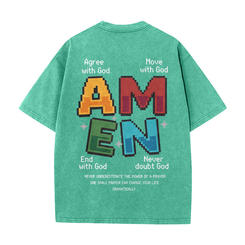 Christianartworkshop Amen Pixel Art Agree Move End Never Acronym Front And Back Print Washed T-Shirt - image 14
