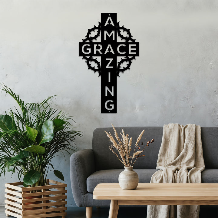 Christianartworkshop Amazing Grace Crown of Thorns Cross Metal Wall Decor: A Testament of Redemptive Love - image 4