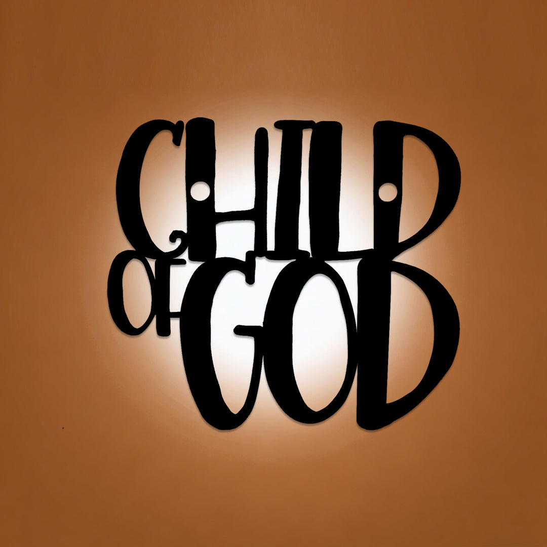 Christianartworkshop Child of God Cursive Script Metal Wall Decor: A Bold Statement of Divine Identity - 14.17''*15.75''*0.04"/36*40*0.1cm - image 0