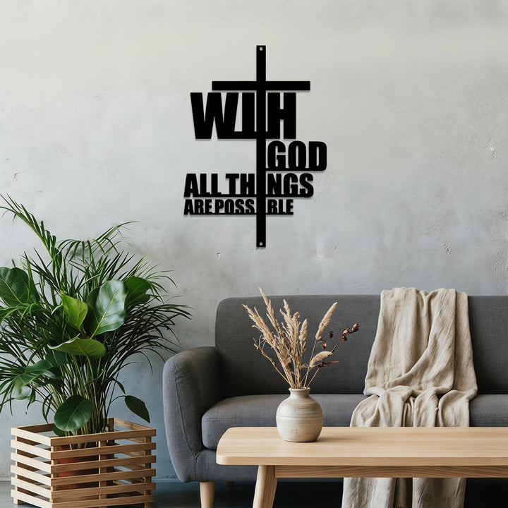 Christianartworkshop With God All Things Are Possible Cross-Integrated Metal Wall Decor: A Powerful Statement Of Faith - image 3