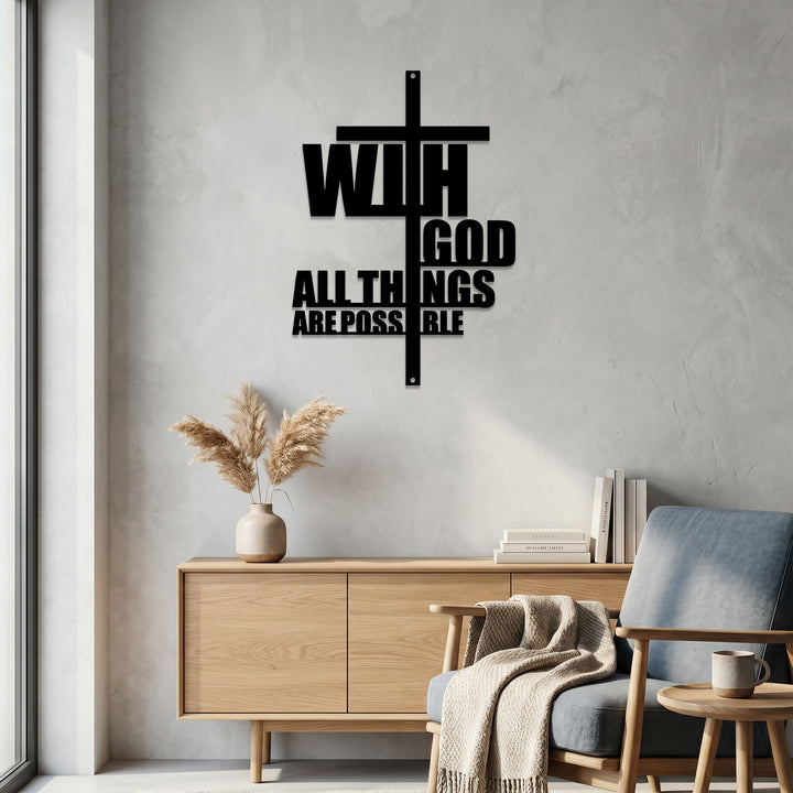 Christianartworkshop With God All Things Are Possible Cross-Integrated Metal Wall Decor: A Powerful Statement Of Faith - image 4