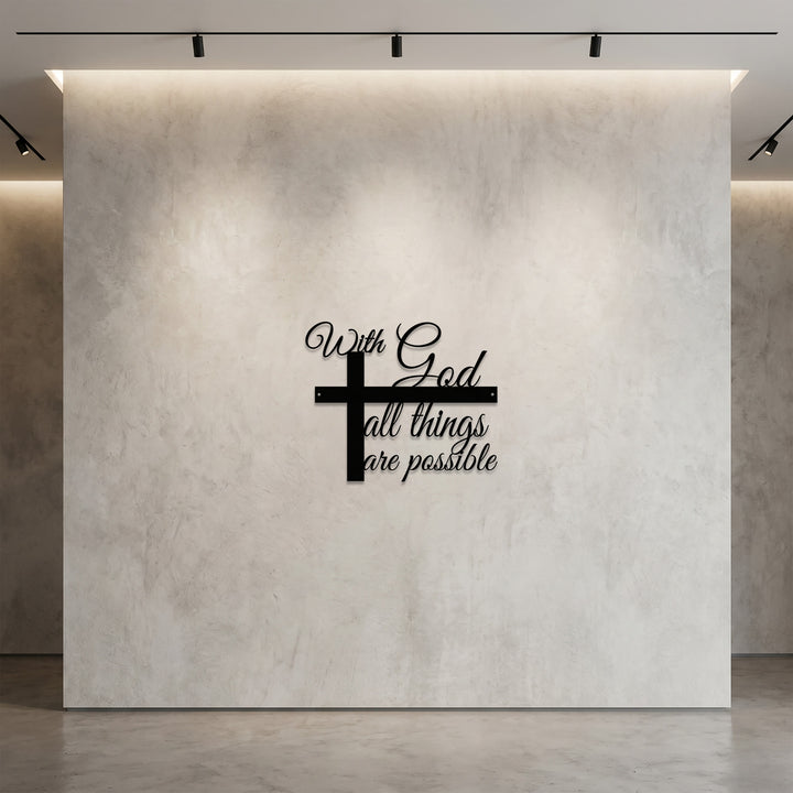 Christianartworkshop With God All Things Are Possible Cross-Integrated Cursive Metal Wall Decor: A Graceful Statement Of Faith - image 2