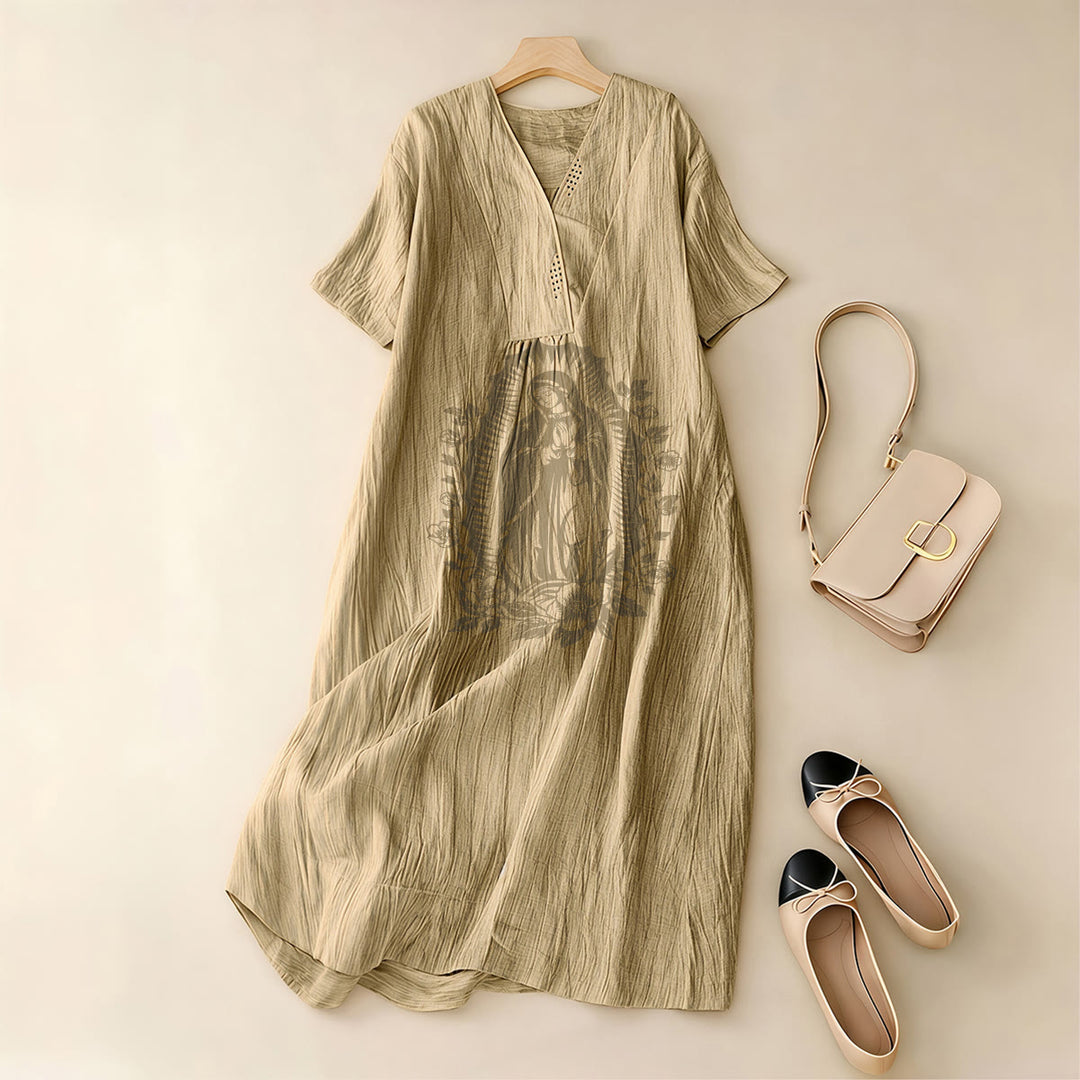 Christianartworkshop Our Lady of Guadalupe Silhouette V-Neck Short Sleeve Midi Dress - image 7