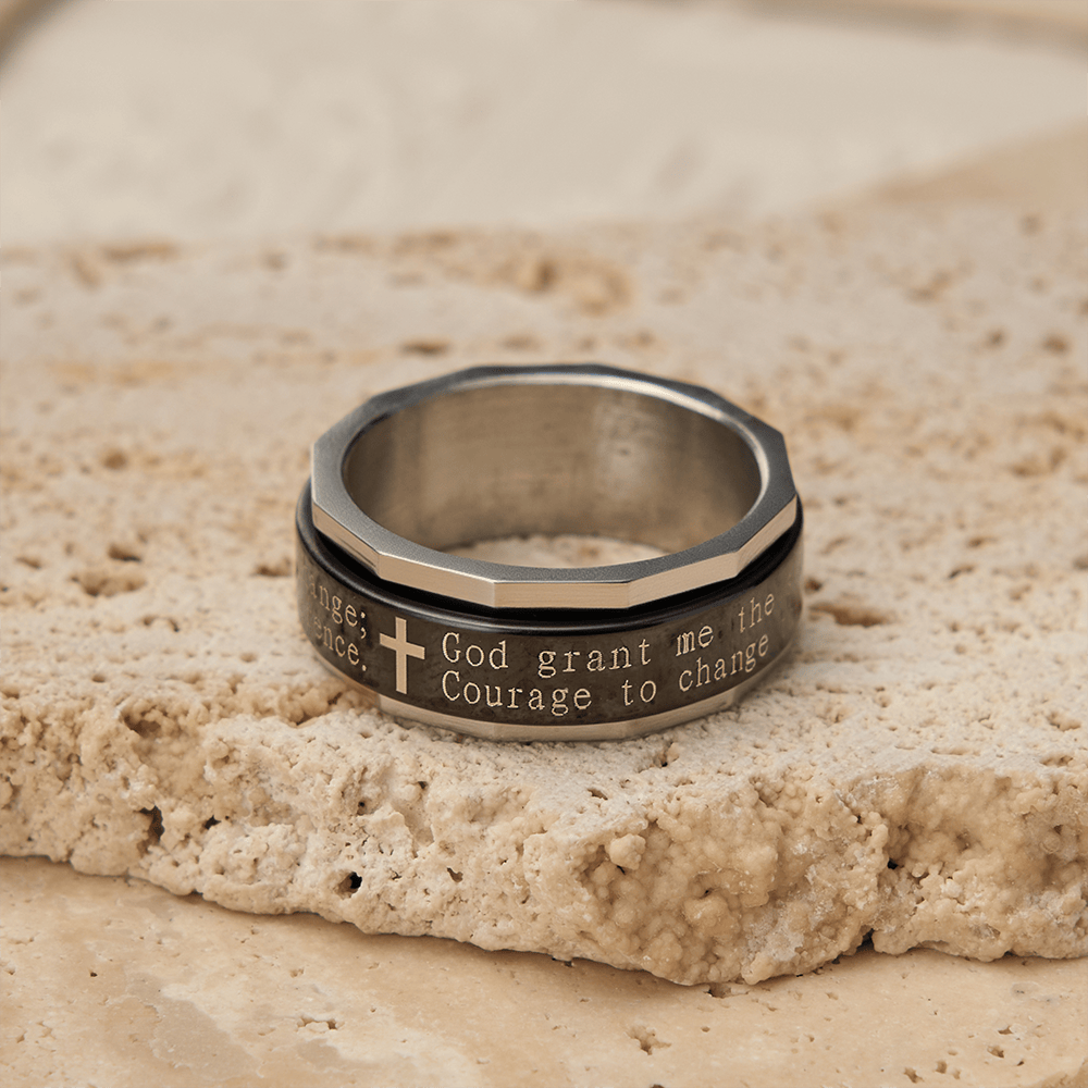 Christianartworkshop Serenity Prayer Spinner Ring with Cross Engraving: A Symbol of Divine Courage - image 4