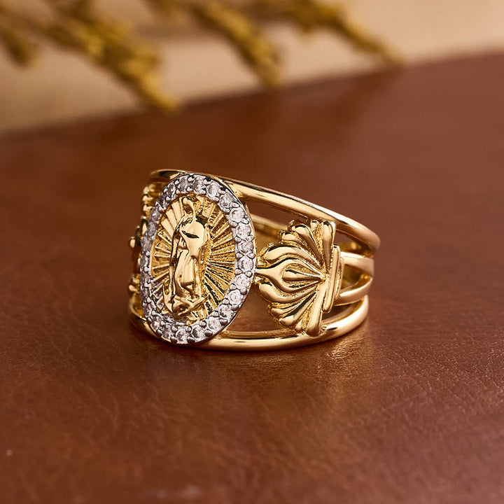 Christianartworkshop Intricate Guadalupe Virgin Ring with Zircon Halo: A Reminder of Heavenly Grace - image 2
