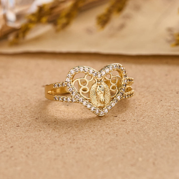 Christianartworkshop Heart-Shaped Our Lady of Guadalupe Zircon Ring: A Symbol of Divine Love - image 3