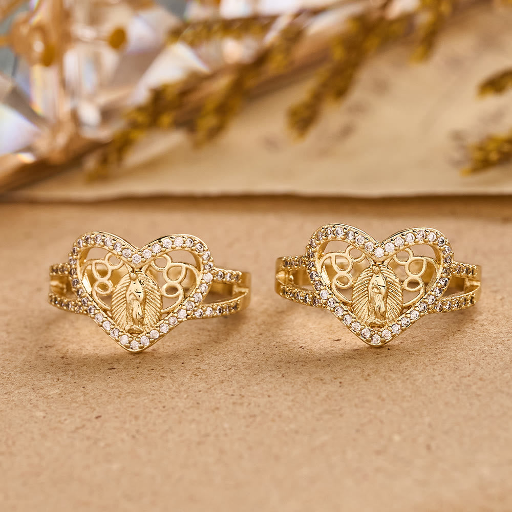 Christianartworkshop Heart-Shaped Our Lady of Guadalupe Zircon Ring: A Symbol of Divine Love - image 1